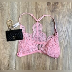 Victoria's Secret  Bralette Bra Pink Size M w/VS Credit Card Holder Keychain